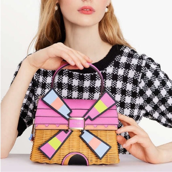 Kate Spade Tee Time Wicker Windmill Satchel - Picture 4 of 11